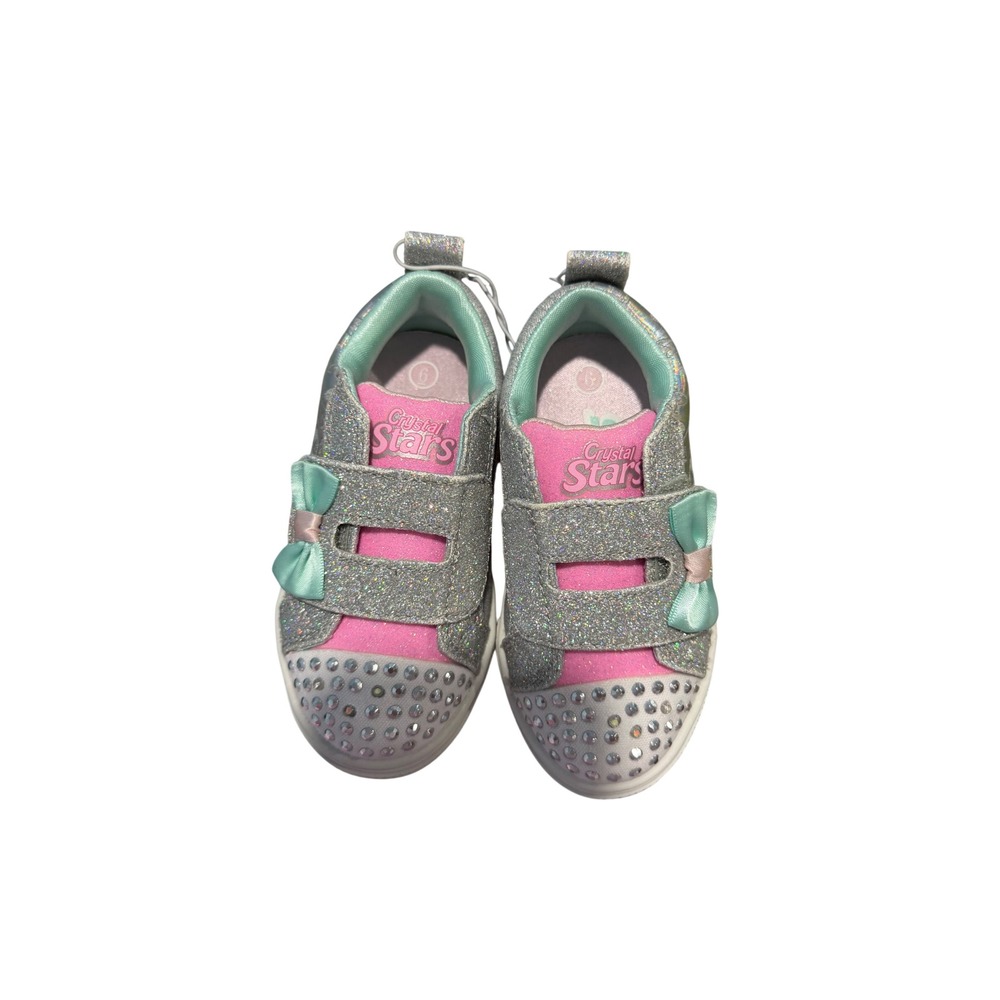 S Sport by Skechers Crystal Stars Kelsi Silver Pink Light Up Sneakers Girls 6